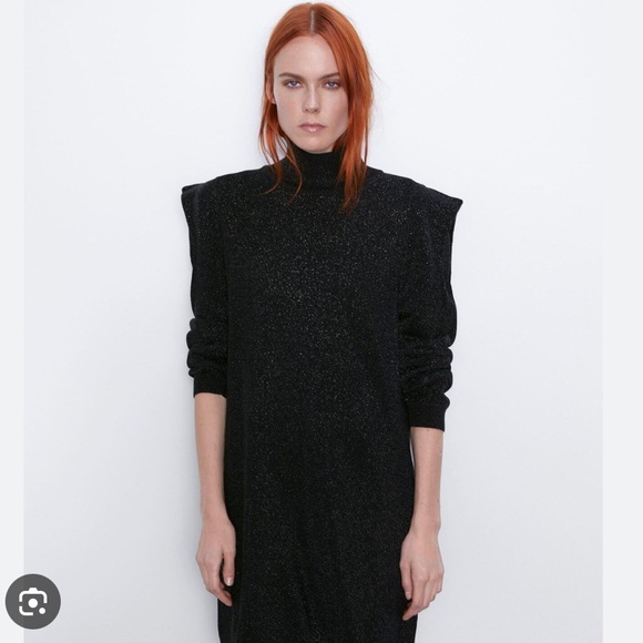 NWT ZARA black metallic sweater dress - Picture 4 of 8